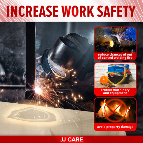 JJ CARE Welding Blanket - 850GSM 6ft x 6ft Heavy Duty Welding Blankets Fireproof with Brass Grommets, Fiberglass Welding Curtain, Fire Retardant Welders Blanket, Welding Shield